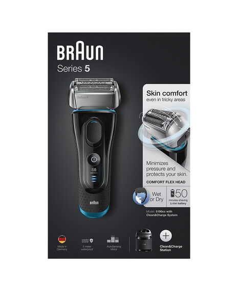 Series 5 Wet/Dry Electric Shaver Silver/Black Plus Clean & Charge Station